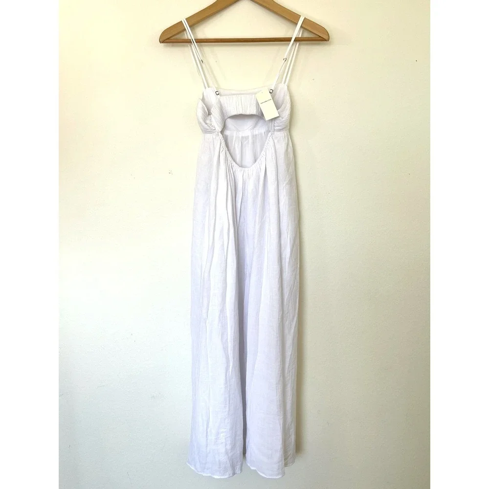 Abercrombie & Fitch Crinkled Texture Babydoll Maxi Dress Size XXS White NWT